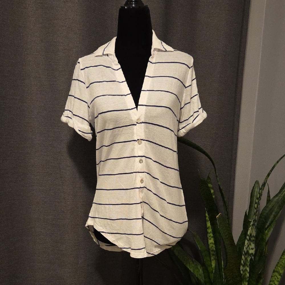 Chaser Button-Up Striped Top